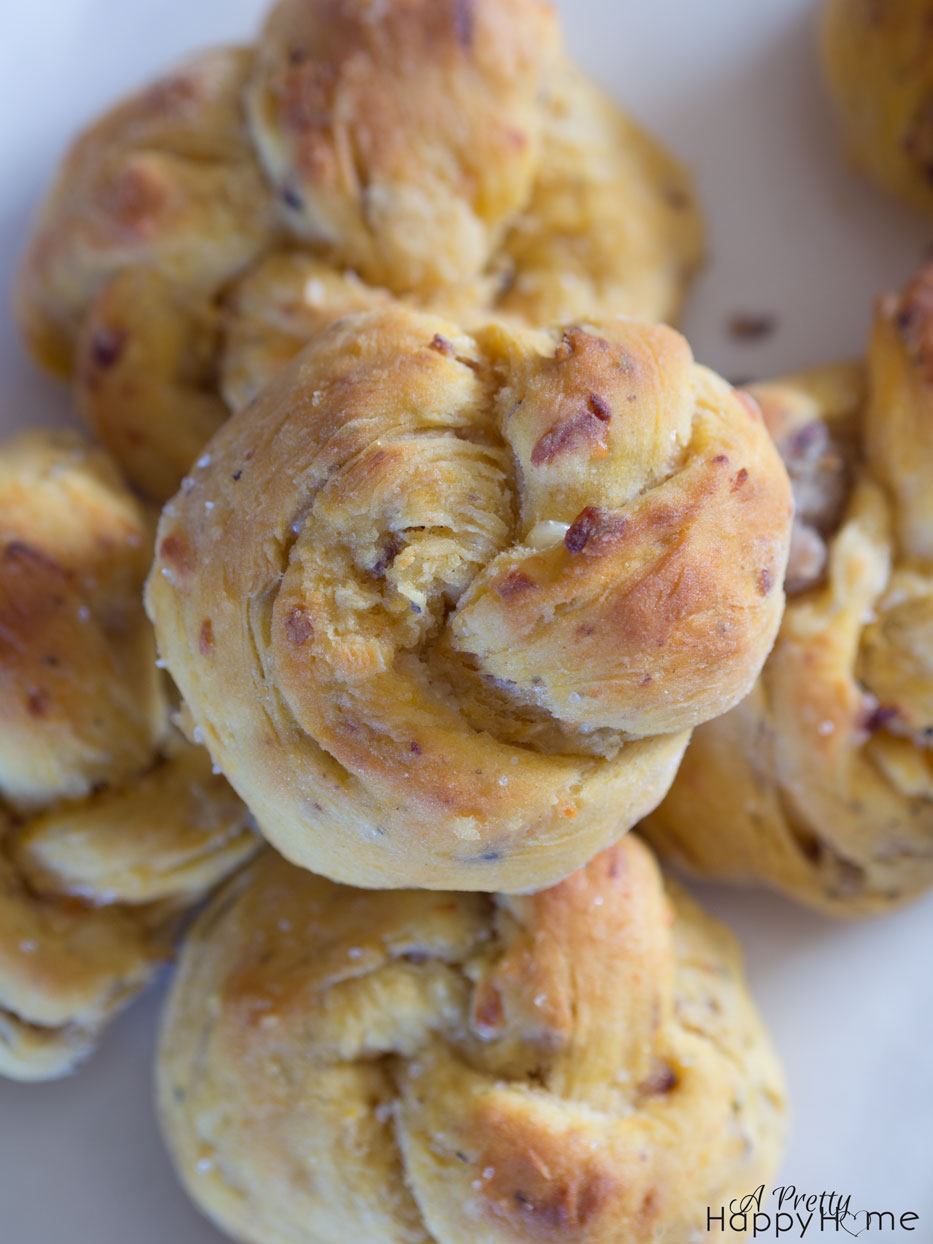 Cheesy Sweet Potato Sausage Bread Knots - A Pretty Happy Home