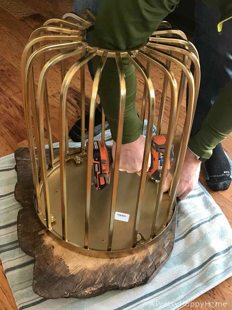 Modern Live Edge Side Table With A Brass Base